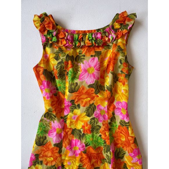 Vtg 60's Liberty House Ja-Na Tropical Floral Hawaiian Maxi Dress Sz S/M Retro - Picture 9 of 10